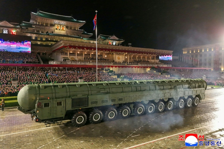 North Korea shows off 'most powerful' missile at military parade