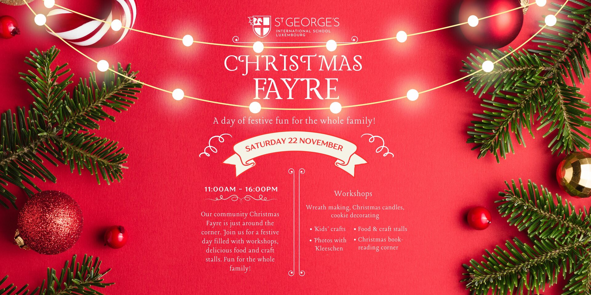 On 22 November: St George’s International School hosts festive Christmas Fayre