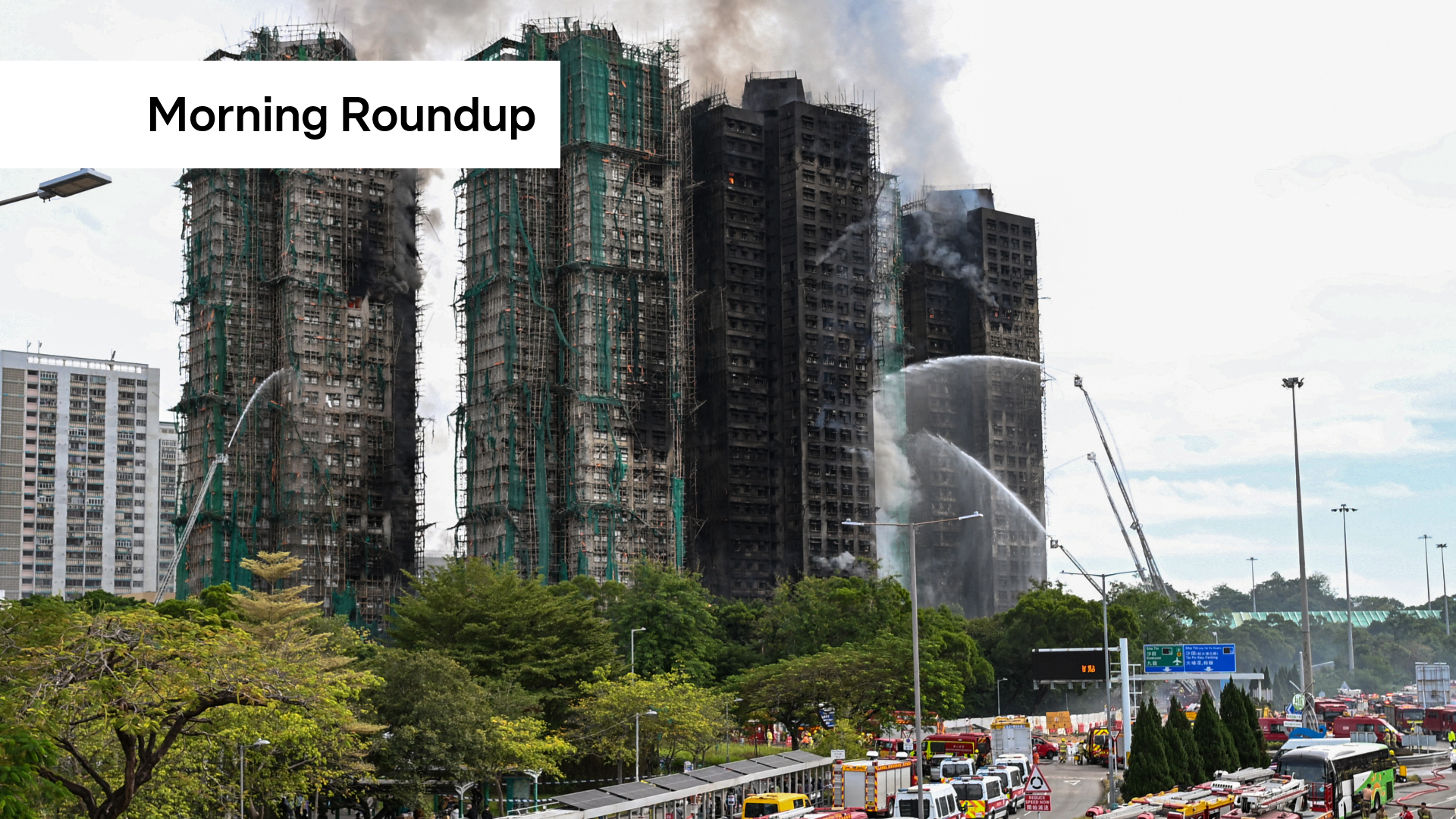 Morning Roundup: Two guardsmen critically injured in US shooting, hundreds missing after Hong Kong fire, and weapons found in Keispelt